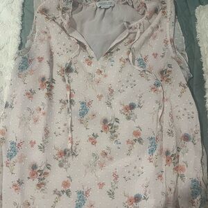 Rachel Zoe Floral Ruffle Blouse - Pink and Blue